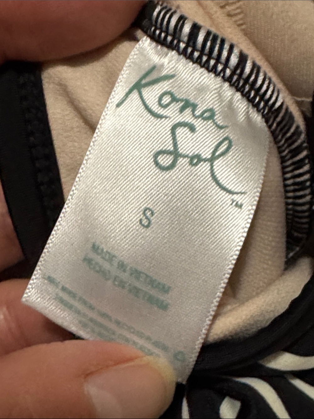 EUC Kona Sol Halter Style Swim Top-Sz S-Biack n White Stripes - Picture 7 of 9